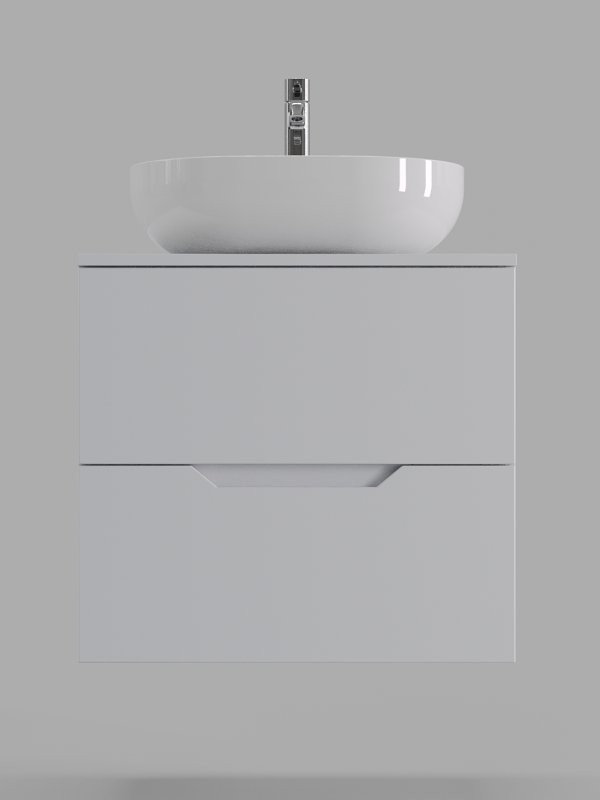 Тумба с раковиной Orange Line 60 подвесная, 2 ящика, матовая белая с раковиной B05-480W