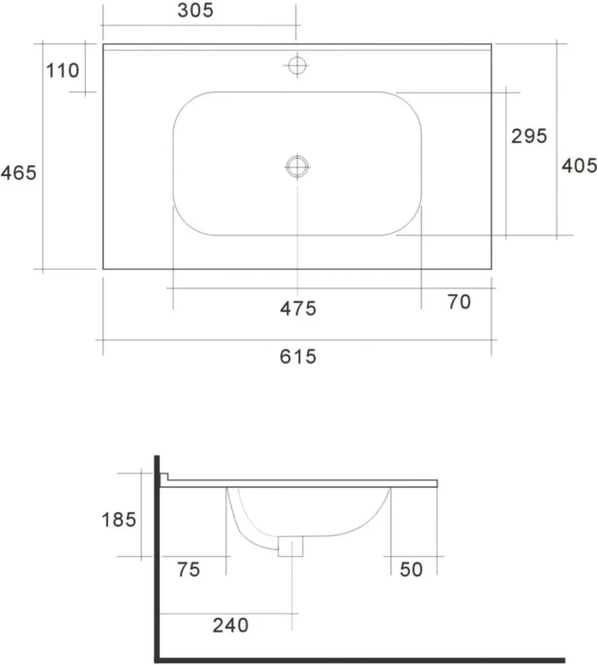 Тумба с раковиной Art&Max Elegant 60 подвесная, белая матовая