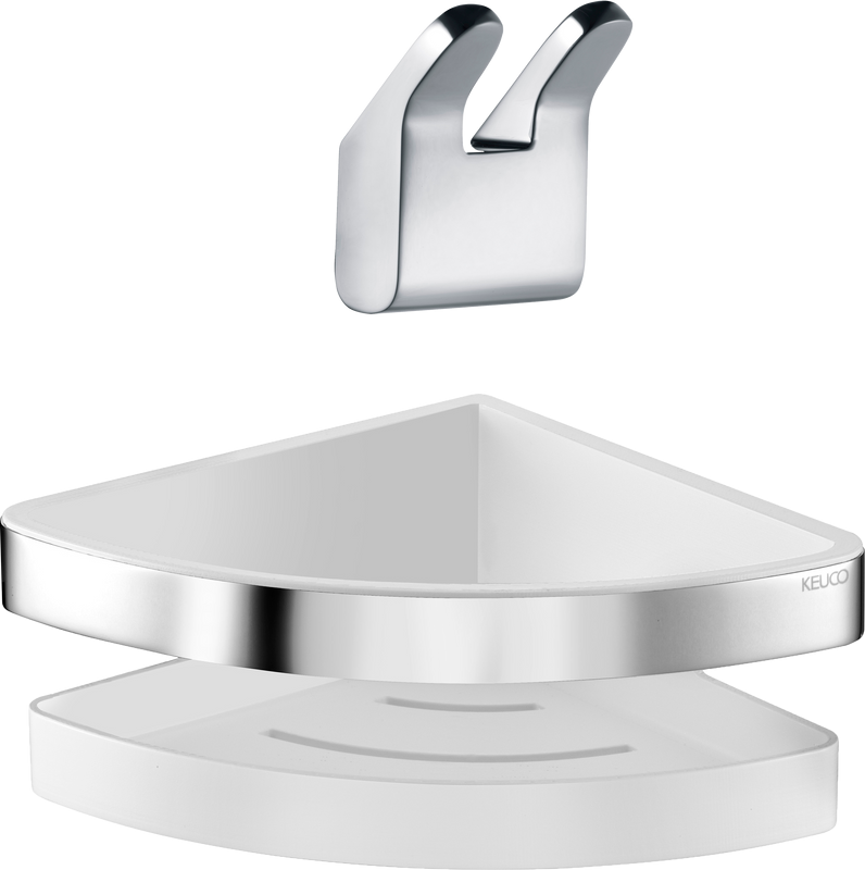 Набор Крючок Keuco Collection Moll 12713 хром, двойной + Полка 12757 хром, белая