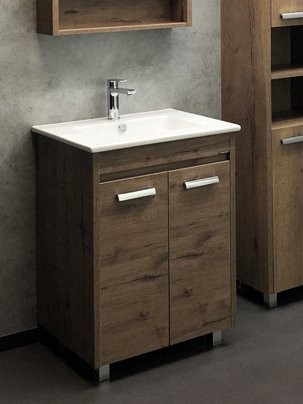 Тумба с раковиной Comforty Марио 60 напольная, темный дуб