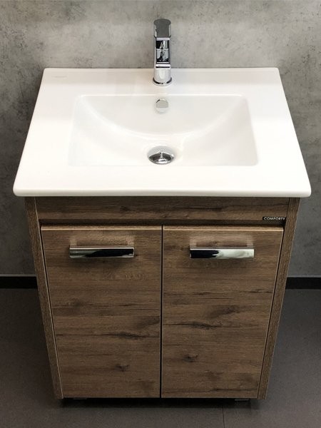 Тумба с раковиной Comforty Марио 60 напольная, темный дуб