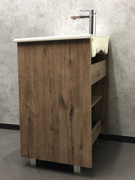 Тумба с раковиной Comforty Марио 60 напольная, темный дуб