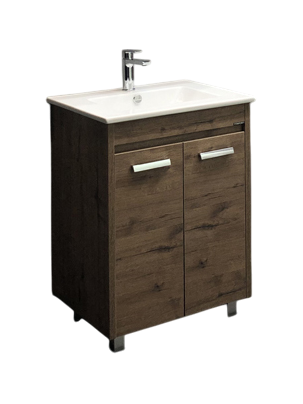 Тумба с раковиной Comforty Марио 60 напольная, темный дуб