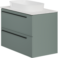 Тумба с раковиной La Fenice Elba Twin 90 подвесная, grigio, столешница белый мрамор, раковина белая матовая