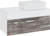 Тумба с раковиной Runo Вудлайн 85 подвесная, железный камень, раковина Tre 50