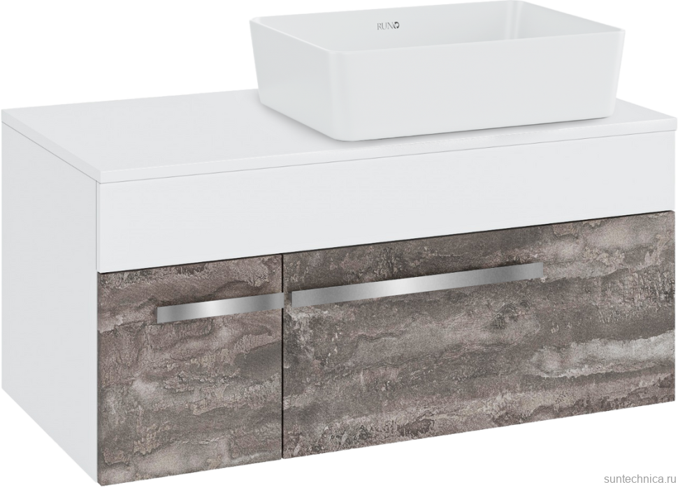 Тумба с раковиной Runo Вудлайн 85 подвесная, железный камень, раковина Tre 50