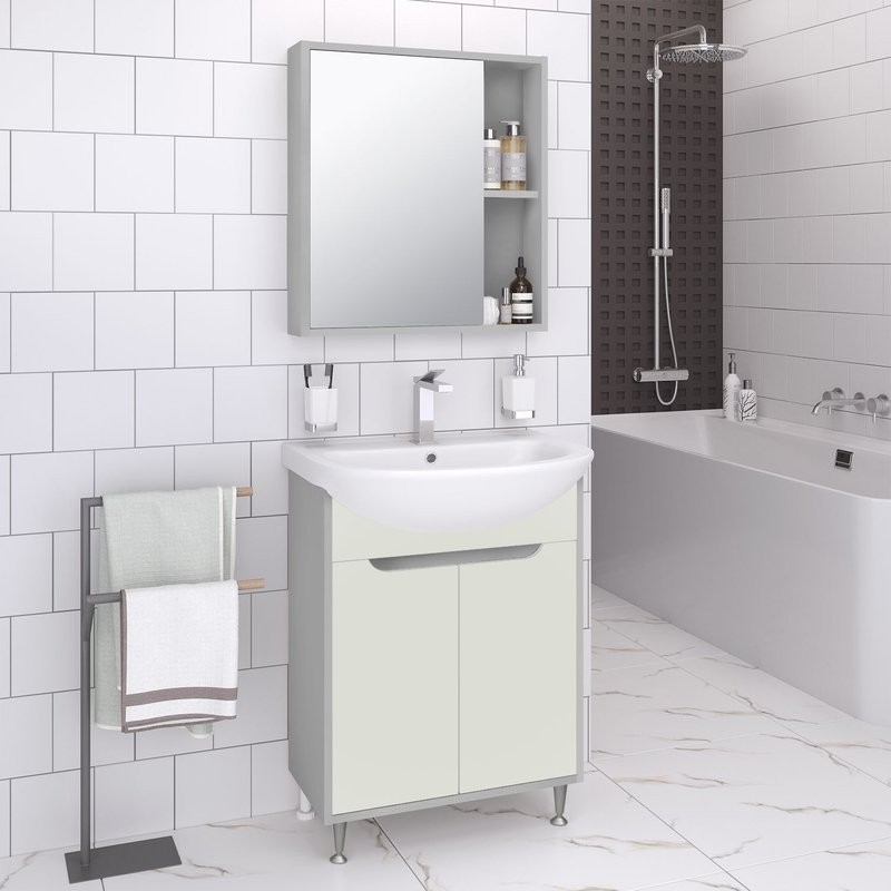 Зеркало-шкаф Runo Эко 60, серое