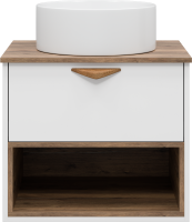 Мебель для ванной комнаты Brevita Bergen 60 подвесная, с подсветкой, дуб галифакс олово, белый