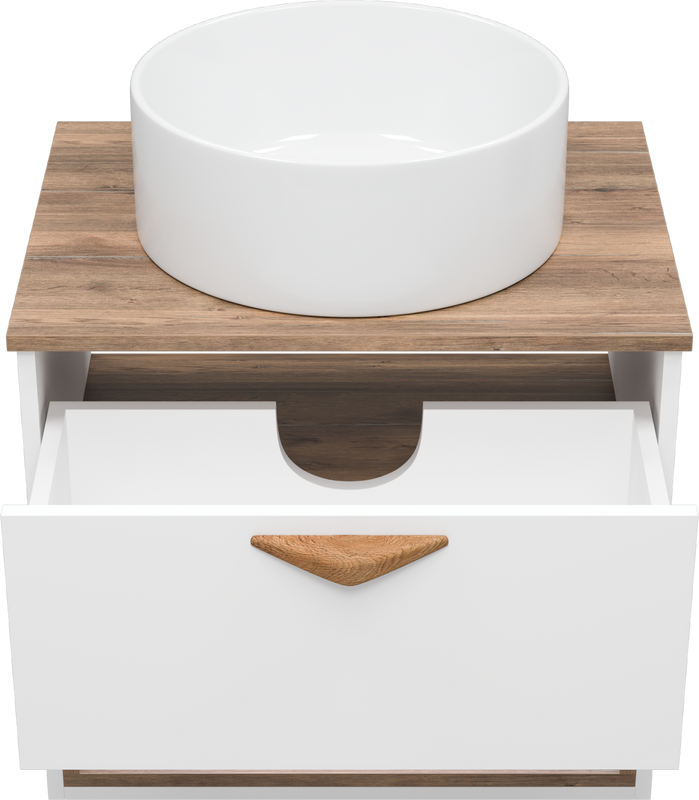 Мебель для ванной комнаты Brevita Bergen 60 подвесная, с подсветкой, дуб галифакс олово, белый