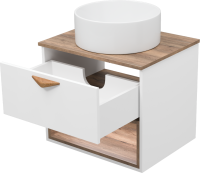 Мебель для ванной комнаты Brevita Bergen 60 подвесная, с подсветкой, дуб галифакс олово, белый