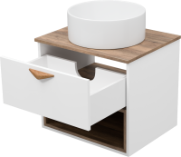 Мебель для ванной комнаты Brevita Bergen 60 подвесная, с подсветкой, дуб галифакс олово, белый