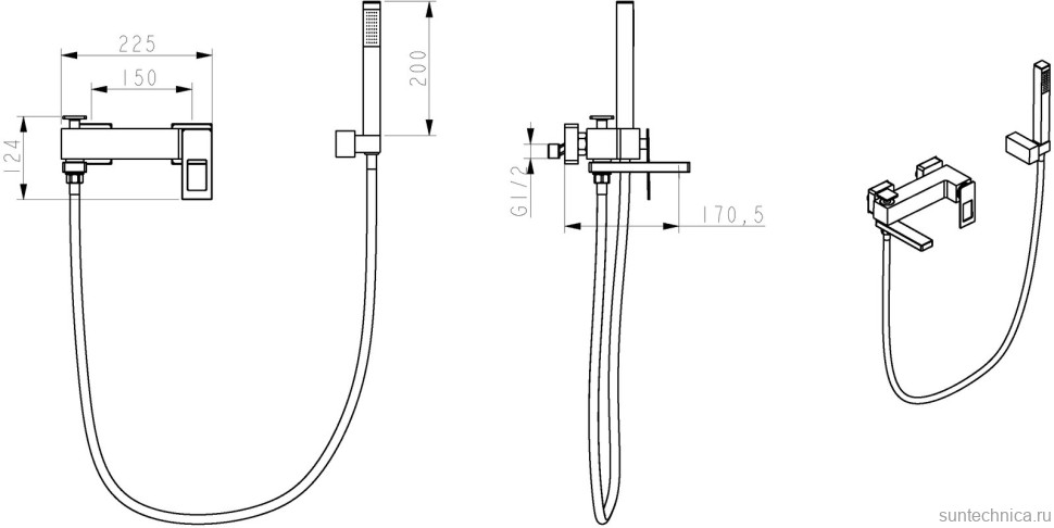 Смеситель для ванны с душем Boheme Q 143-BUW