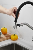 Смеситель для кухни BELZ B815 B78815-1 с гибким изливом, сатин