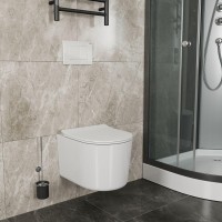 Унитаз подвесной Bauedge Bau Hotel PRO безободковый, с микролифтом, белый