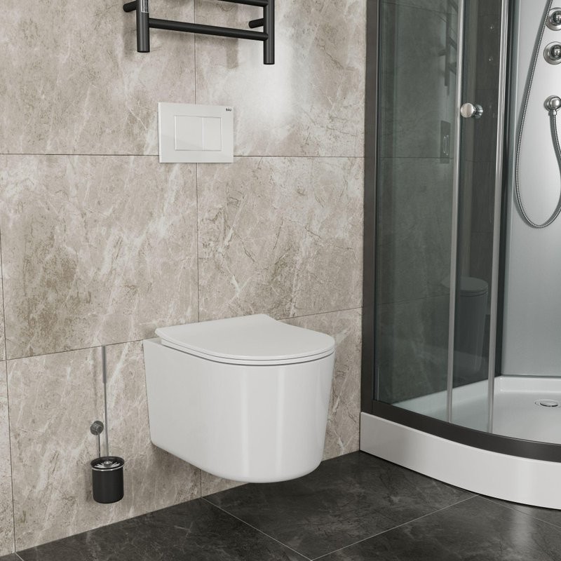 Унитаз подвесной Bauedge Bau Hotel PRO безободковый, с микролифтом, белый