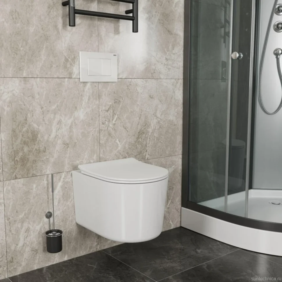 Унитаз подвесной Bauedge Bau Hotel PRO безободковый, с микролифтом, белый