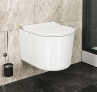 Унитаз подвесной Bauedge Bau Hotel PRO безободковый, с микролифтом, белый