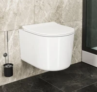 Унитаз подвесной Bauedge Bau Hotel PRO безободковый, с микролифтом, белый