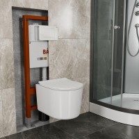 Унитаз подвесной Bauedge Bau Hotel PRO безободковый, с микролифтом, белый