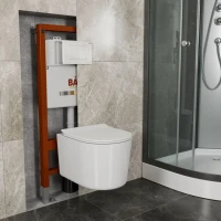 Унитаз подвесной Bauedge Bau Hotel PRO безободковый, с микролифтом, белый