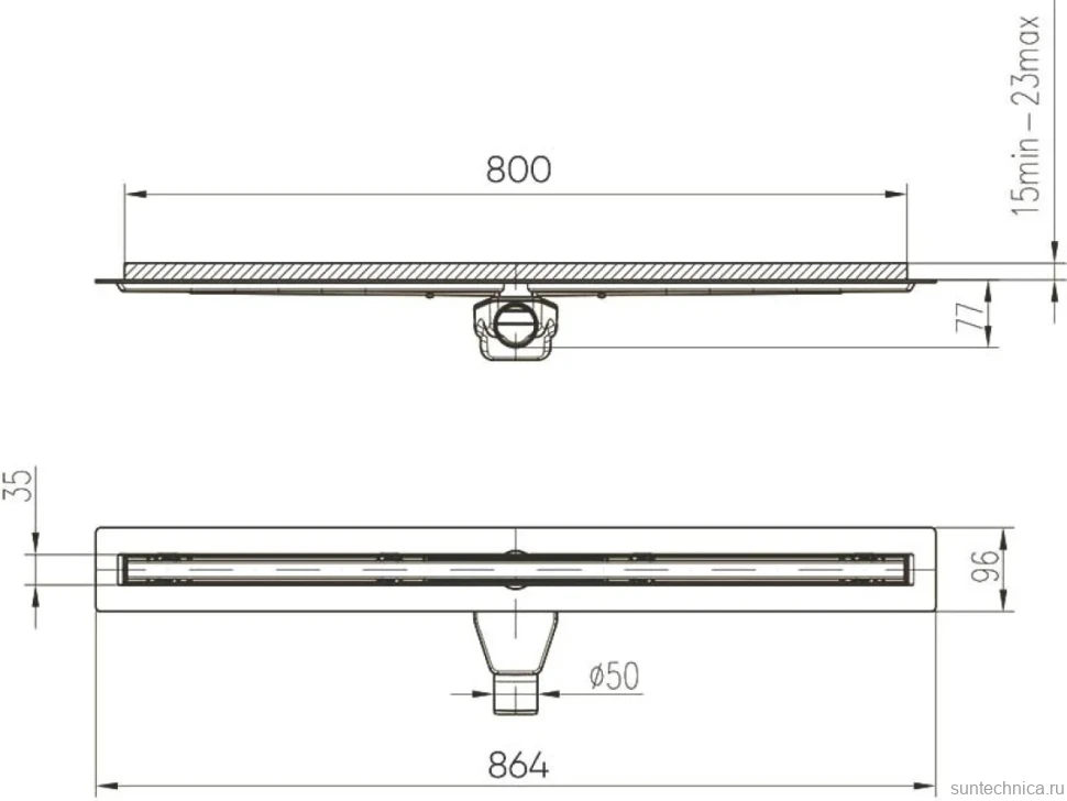 Душевой трап (лоток) Veconi Slim Line 800 хром матовый