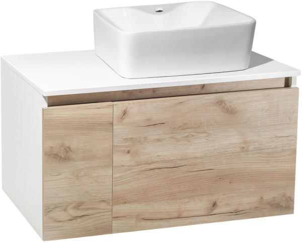 Тумба с раковиной Runo Бари 80 крафтовый дуб, раковина Lavello 50