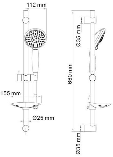 Смеситель для душа Wasserkraft Dill 6102 + Душевой гарнитур Wasserkraft A004