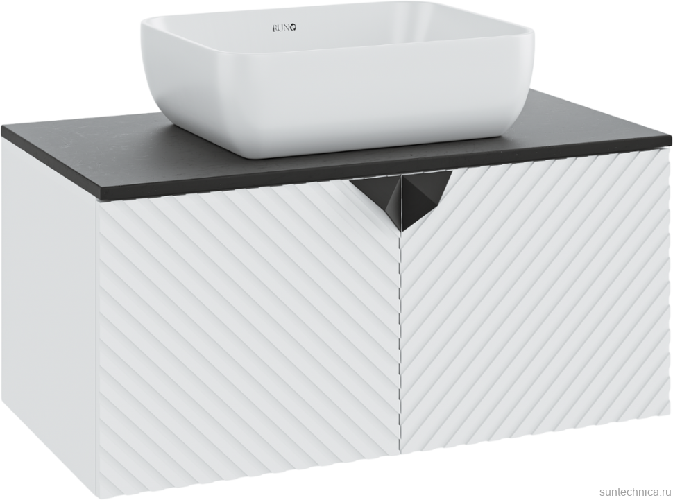 Мебель для ванной комнаты Runo Андорра 85 белая матовая, черная, раковина Cuatro 50