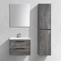 Мебель для ванной комнаты Vincea Chiara 2D 60, 2 ящика, камень, с белой раковиной