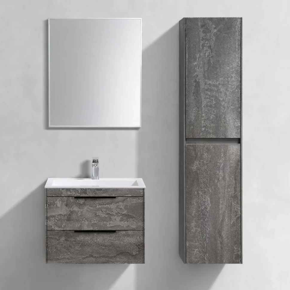 Мебель для ванной комнаты Vincea Chiara 2D 60, 2 ящика, камень, с белой раковиной