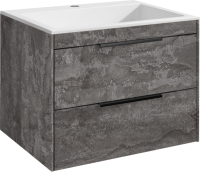 Мебель для ванной комнаты Vincea Chiara 2D 60, 2 ящика, камень, с белой раковиной
