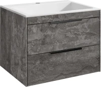 Мебель для ванной комнаты Vincea Chiara 2D 60, 2 ящика, камень, с белой раковиной