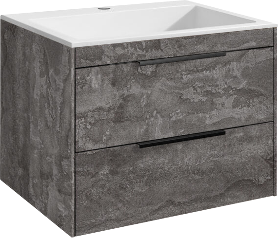 Мебель для ванной комнаты Vincea Chiara 2D 60, 2 ящика, камень, с белой раковиной