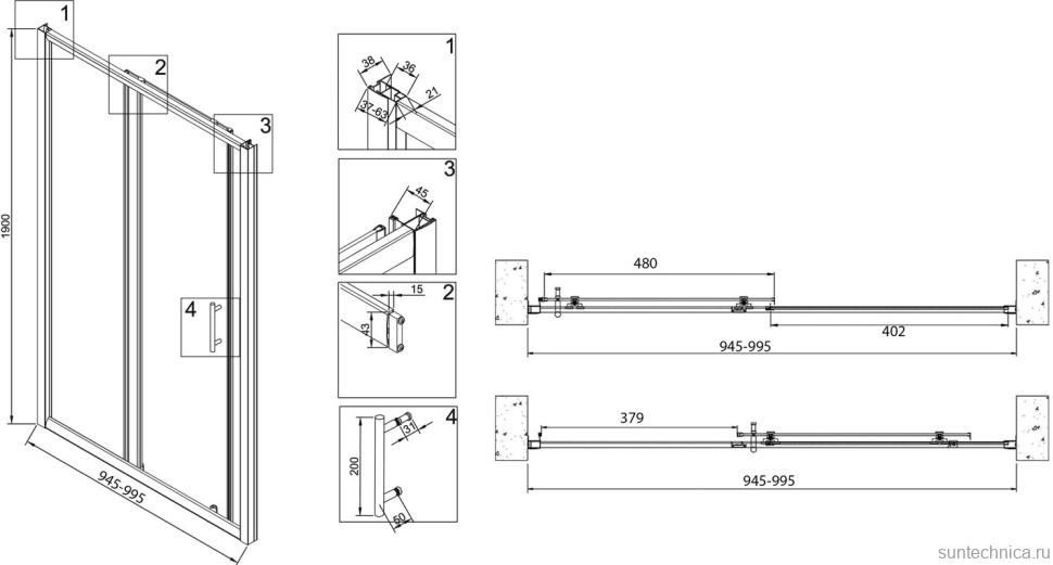 Душевая дверь в нишу Veconi Vianno VN-72 100 см, профиль хром