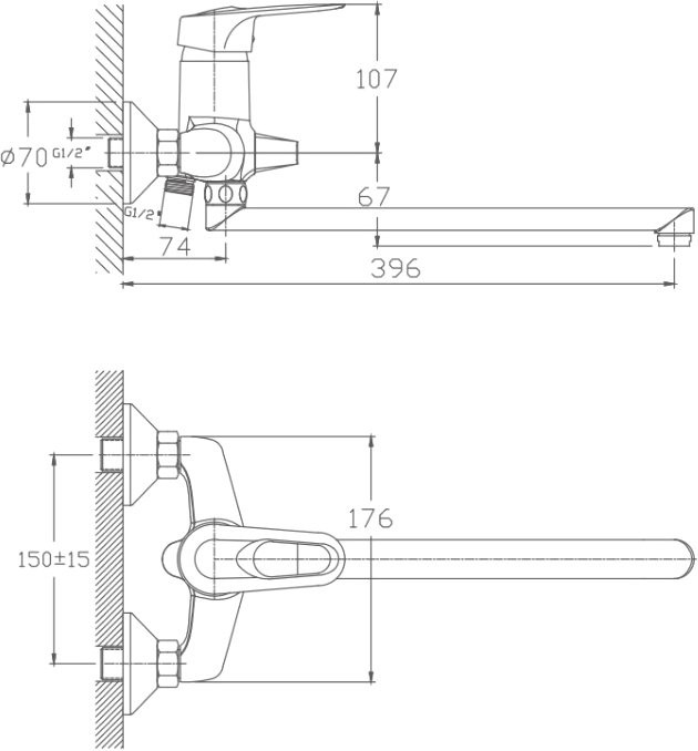 Смеситель с длинным изливом для ванны Haiba HB2204