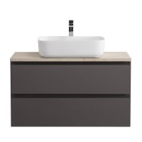 Тумба под раковину со столешницей BelBagno Kraft 100 подвесная, матовая темно-серая, столешница kep-100-mco