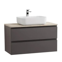 Тумба под раковину со столешницей BelBagno Kraft 100 подвесная, матовая темно-серая, столешница kep-100-mco