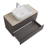 Тумба под раковину со столешницей BelBagno Kraft 100 подвесная, матовая темно-серая, столешница kep-100-mco