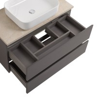 Тумба под раковину со столешницей BelBagno Kraft 100 подвесная, матовая темно-серая, столешница kep-100-mco