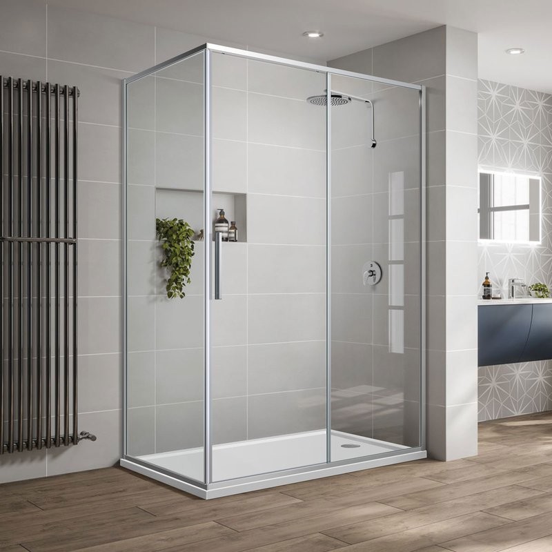 Душевой уголок Vincea Slim-U VSR-2SU9012CL 120x90 см, профиль хром, стекло прозрачное