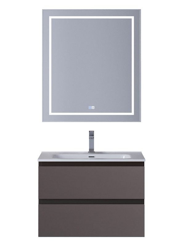 Мебель для ванной комнаты BelBagno Kraft 70 подвесная, матовая темно-серая, раковина bb700etl