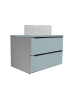 Тумба с раковиной Runo Мальта 70 подвесная, серая, бирюзовая