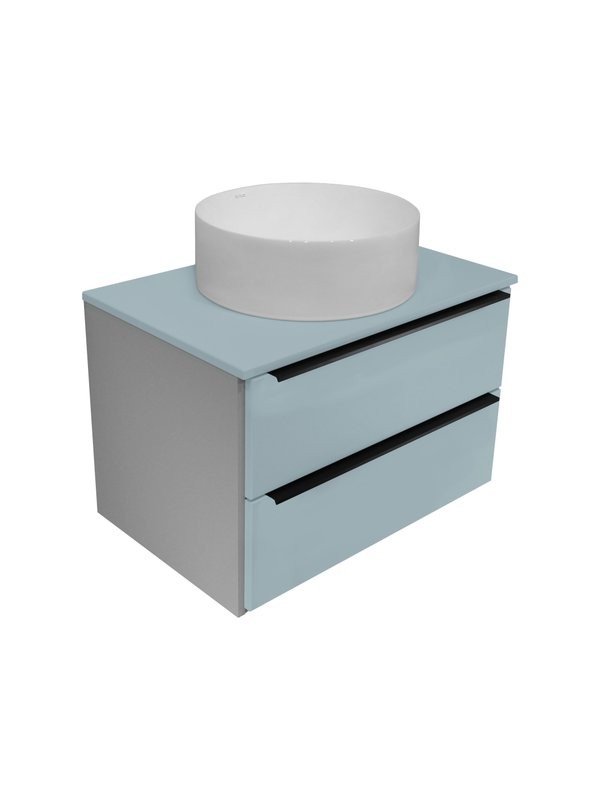 Тумба с раковиной Runo Мальта 70 подвесная, серая, бирюзовая