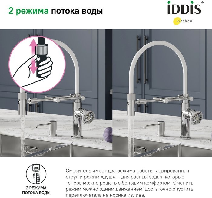 Смеситель для кухни IDDIS Grange GRASBFLi05 хром, с гибким изливом