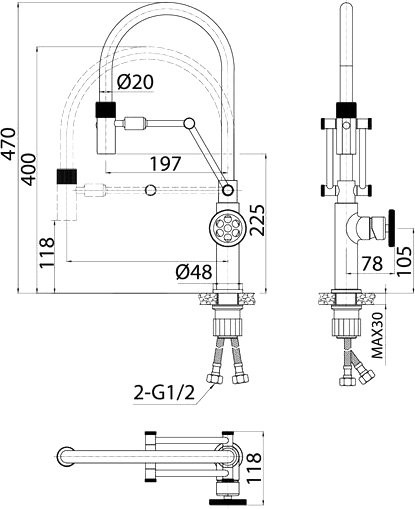 Смеситель для кухни IDDIS Grange GRASBFLi05 хром, с гибким изливом