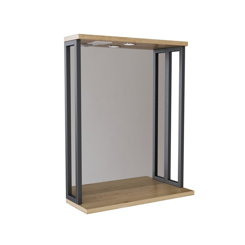 Зеркальный шкаф "БРУКЛИН" 60 Дуб Бунратти с подсветкой ЛОФТ (ЛДСП)