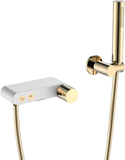 Смеситель для ванны с душем Boheme Stick 123-WG white diamond gold