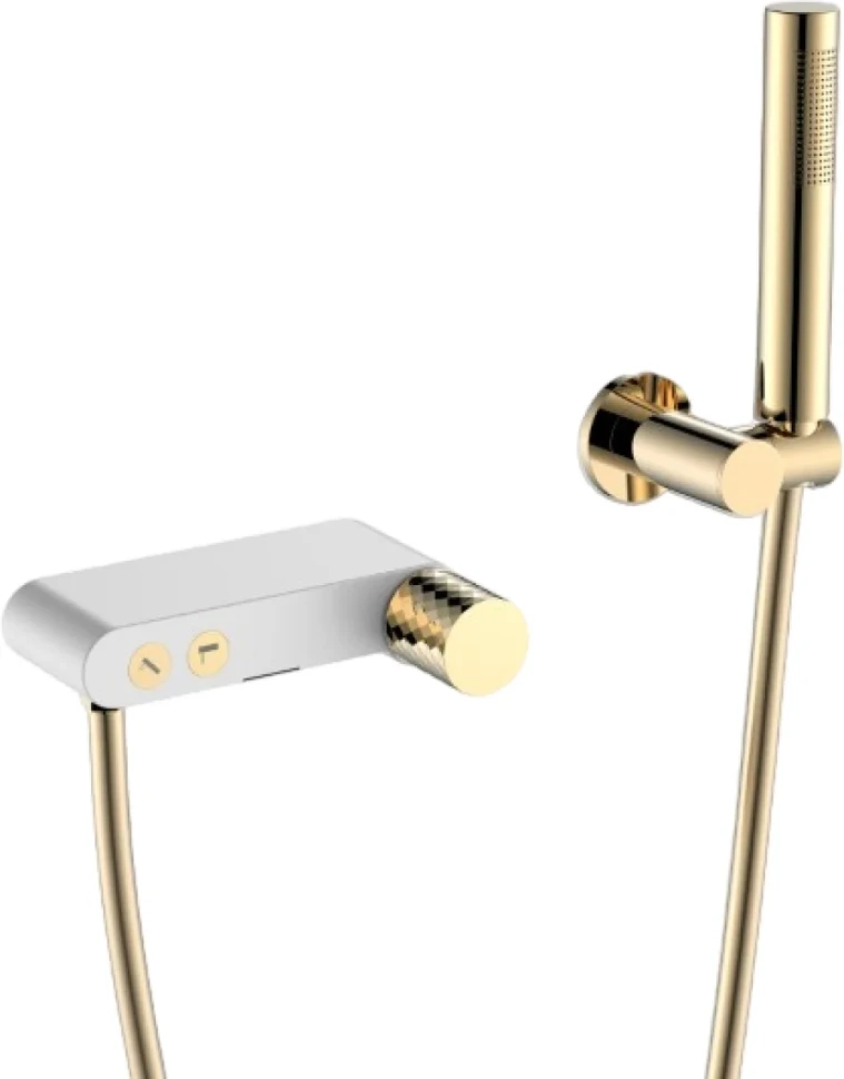 Смеситель для ванны с душем Boheme Stick 123-WG white diamond gold