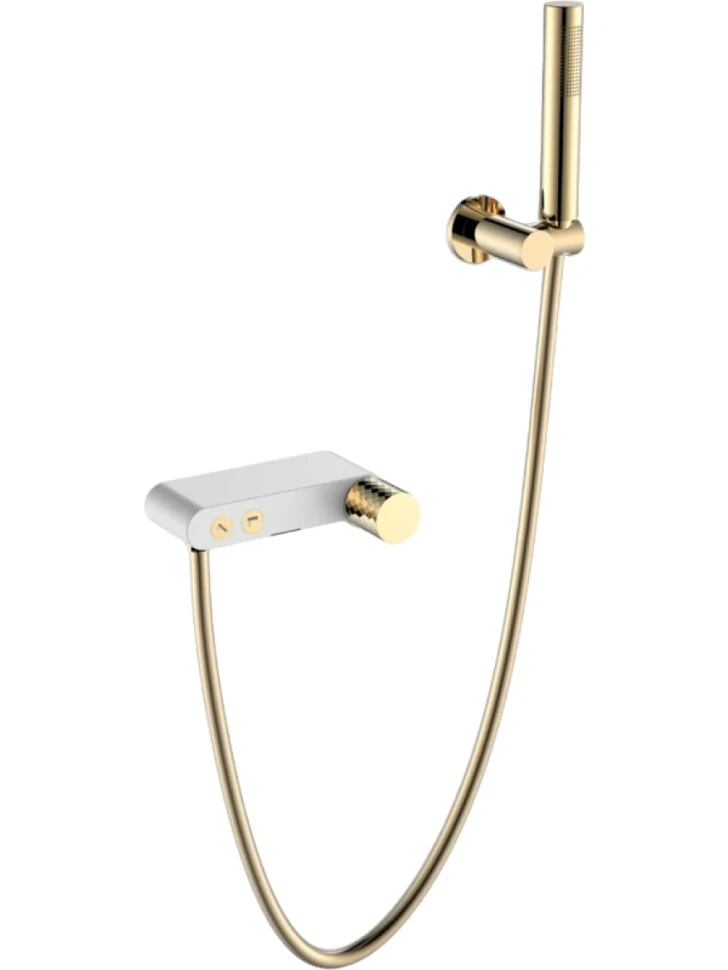 Смеситель для ванны с душем Boheme Stick 123-WG white diamond gold