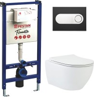 Комплект  Унитаз подвесной beWash Bogen 88303201 с сиденьем микролифт белый + Система инсталляции для унитазов Pestan Fluenta 40006356 + Кнопка смыва